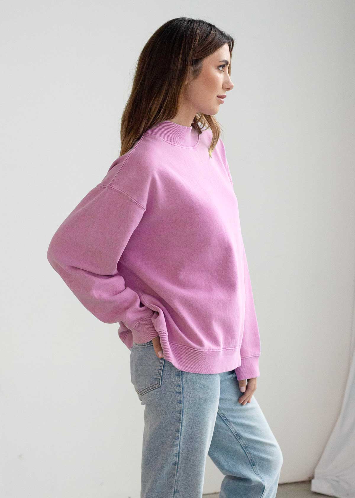 Cotton-Poly Fleece Mock-Neck Pullover Sweatshirt 280 GSM Vintage Wash