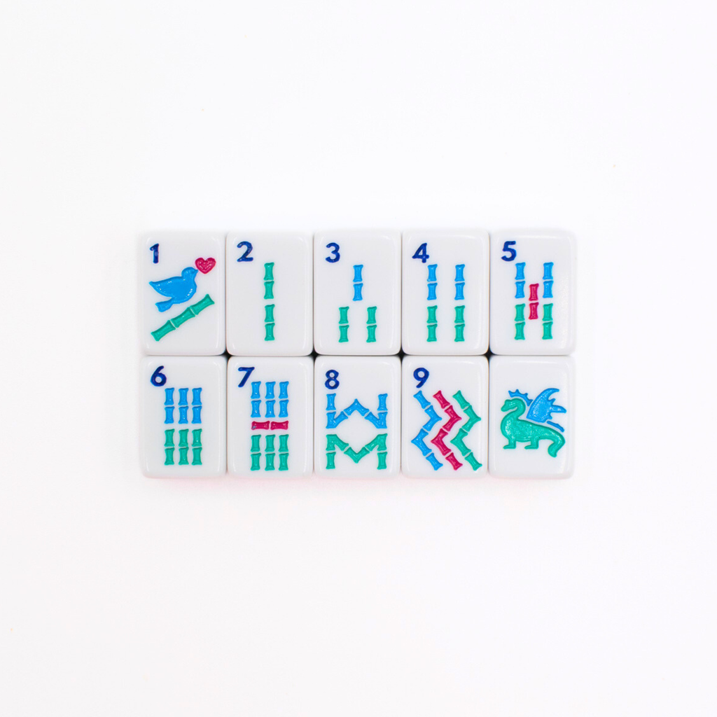 Melamine Mini Travel Mahjong Set 160 Tiles with Bag White