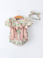 Vintage Rose Baby Girls Romper