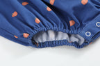 Cotton Knit Blue Pumpkin Smocked Baby Girl Romper