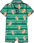 Polyester-Spandex Football Print Polo Baby Boy Romper