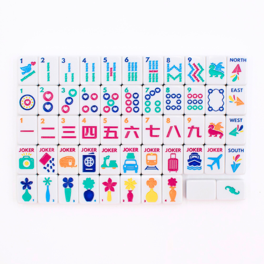 Melamine Mini Travel Mahjong Set 160 Tiles with Bag White