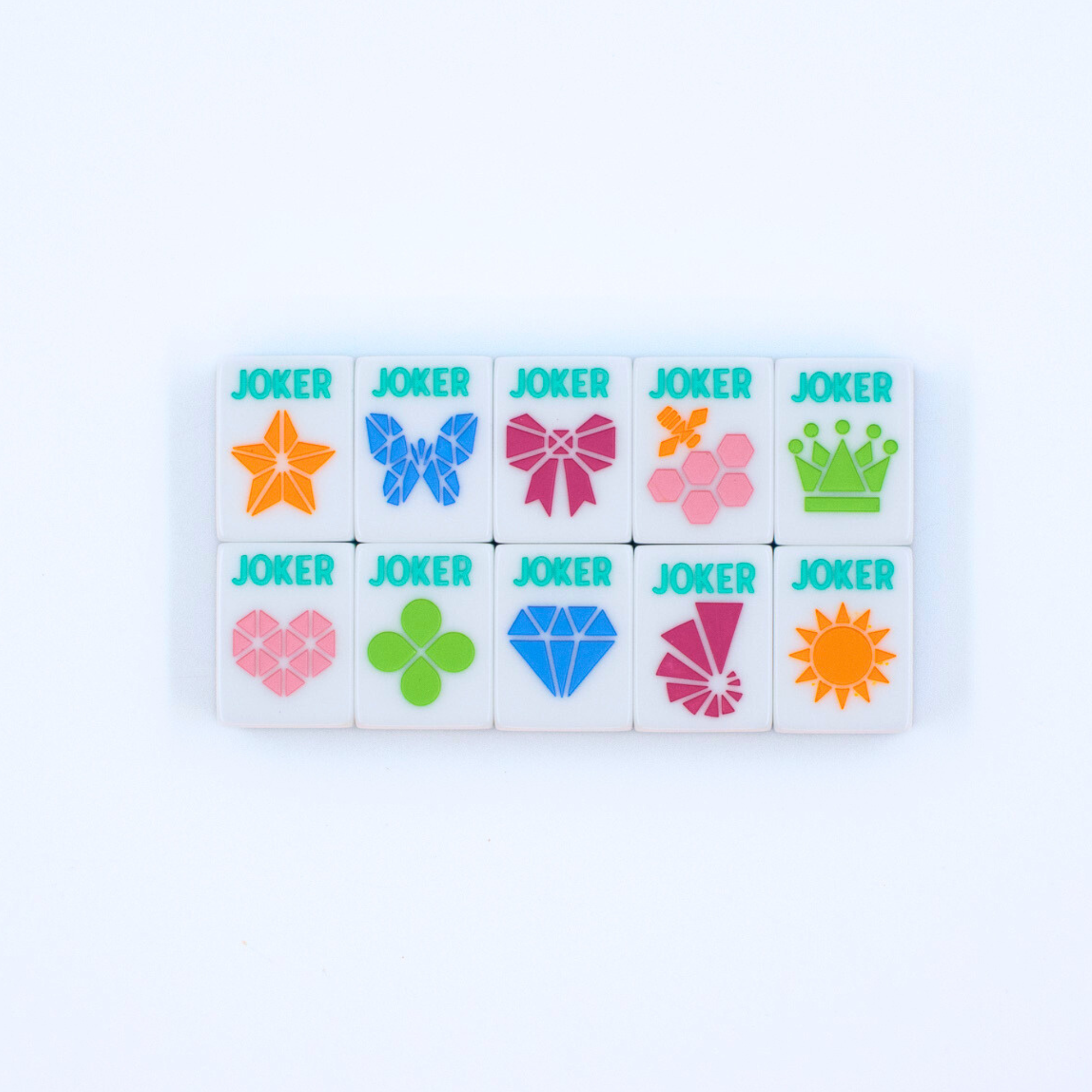 Melamine Crystal Prism Mahjong Tile Set 166 Tiles Pink 1.25"×0.9"×0.7"