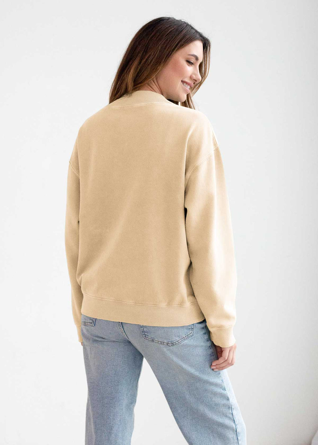 Cotton-Poly Fleece Mock-Neck Pullover Sweatshirt 280 GSM Vintage Wash