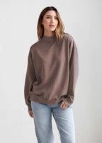 Cotton-Poly Fleece Mock-Neck Pullover Sweatshirt 280 GSM Vintage Wash