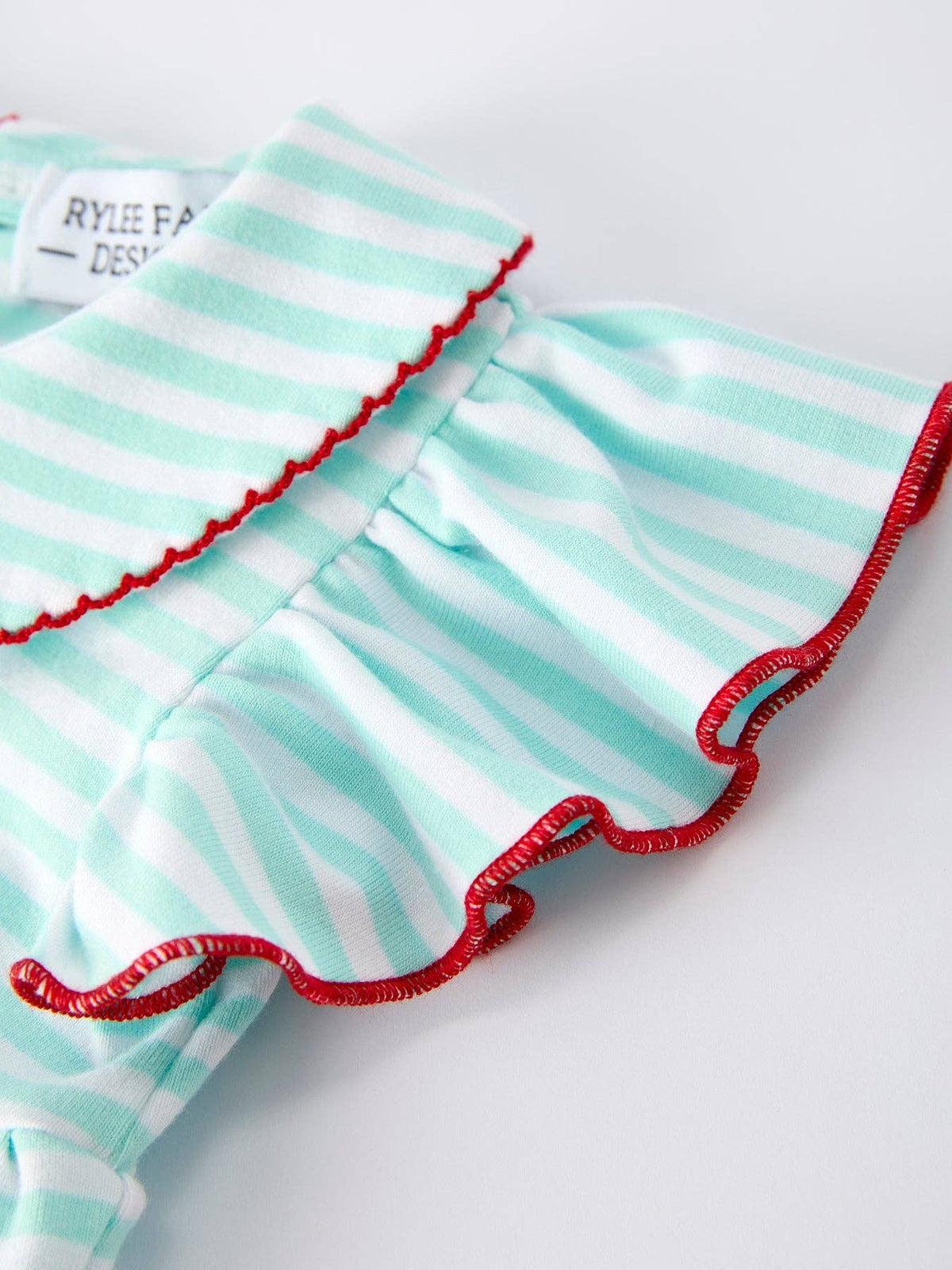 Cotton Blend Striped Baseball Bow Applique Girls Romper