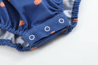 Cotton Knit Blue Pumpkin Smocked Baby Girl Romper