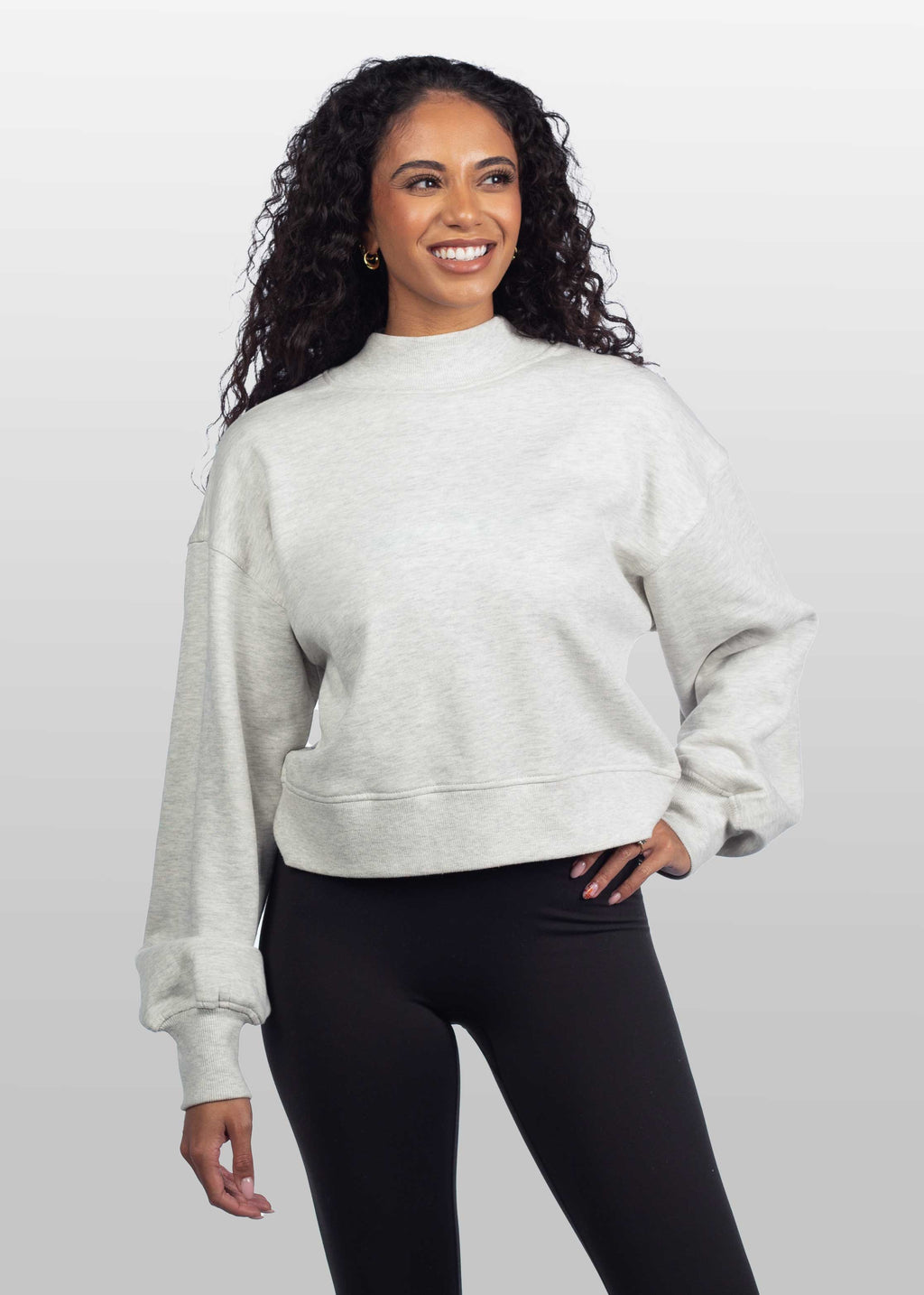 Cotton-Polyester Mock-Neck Pullover Sweatshirt 290 GSM