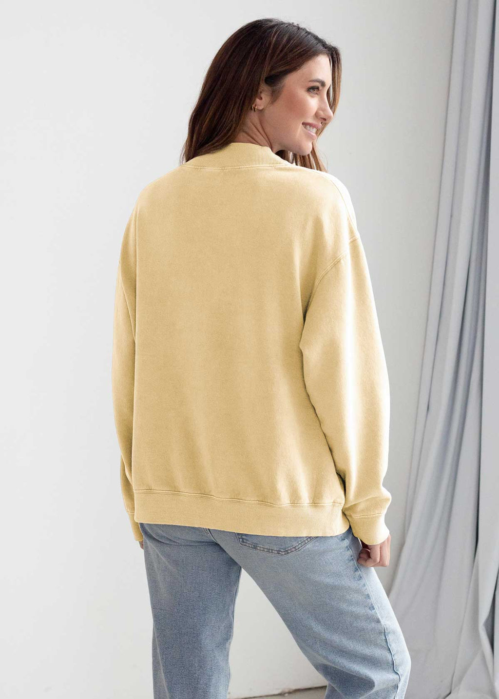 Cotton-Poly Fleece Mock-Neck Pullover Sweatshirt 280 GSM Vintage Wash