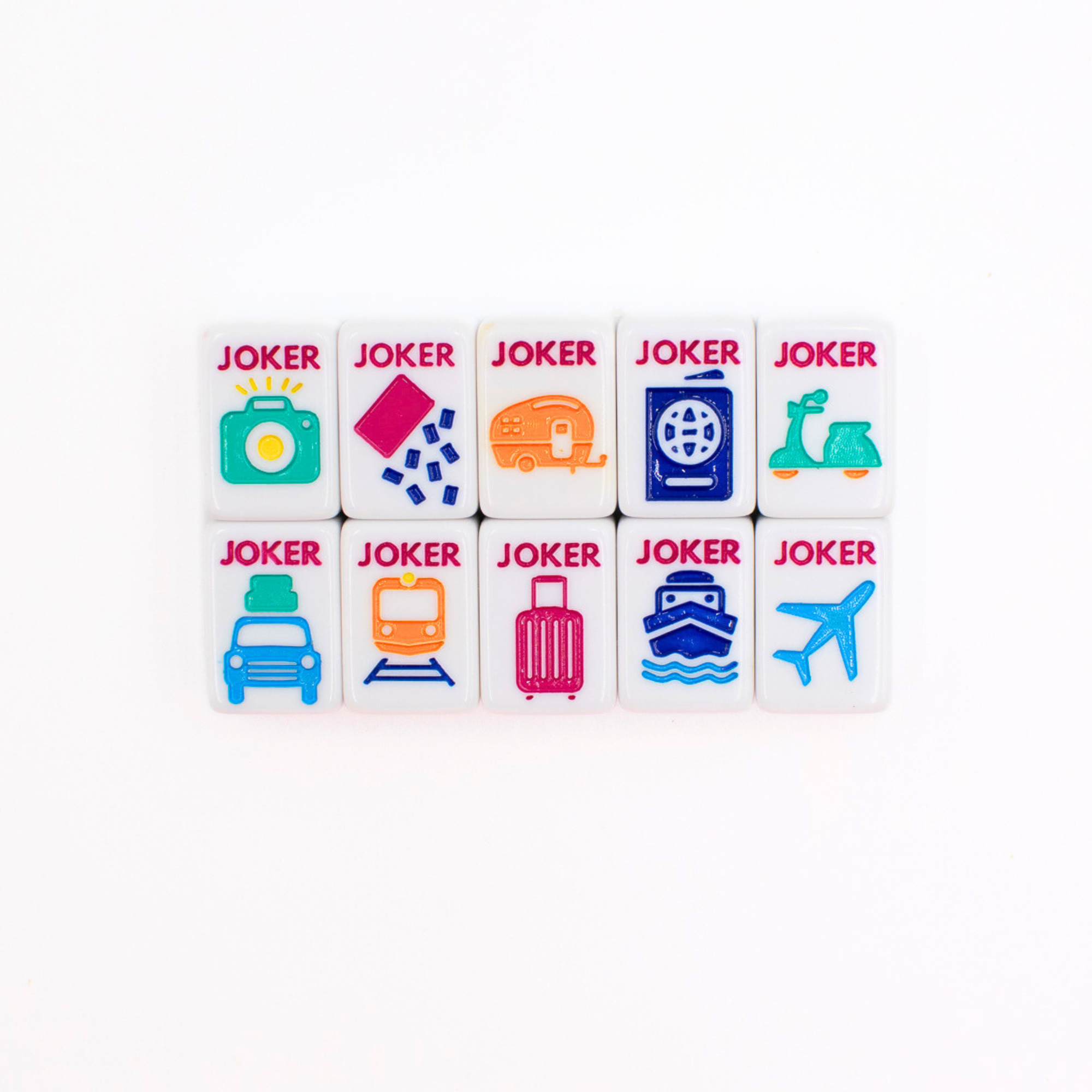 Melamine Mini Travel Mahjong Set 160 Tiles with Bag White