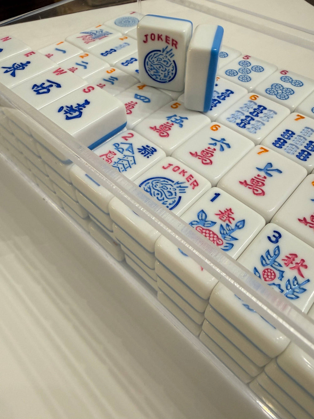 Melamine American Mahjong Tile Set 166 Tiles Bubble Pop 2-Color Blue