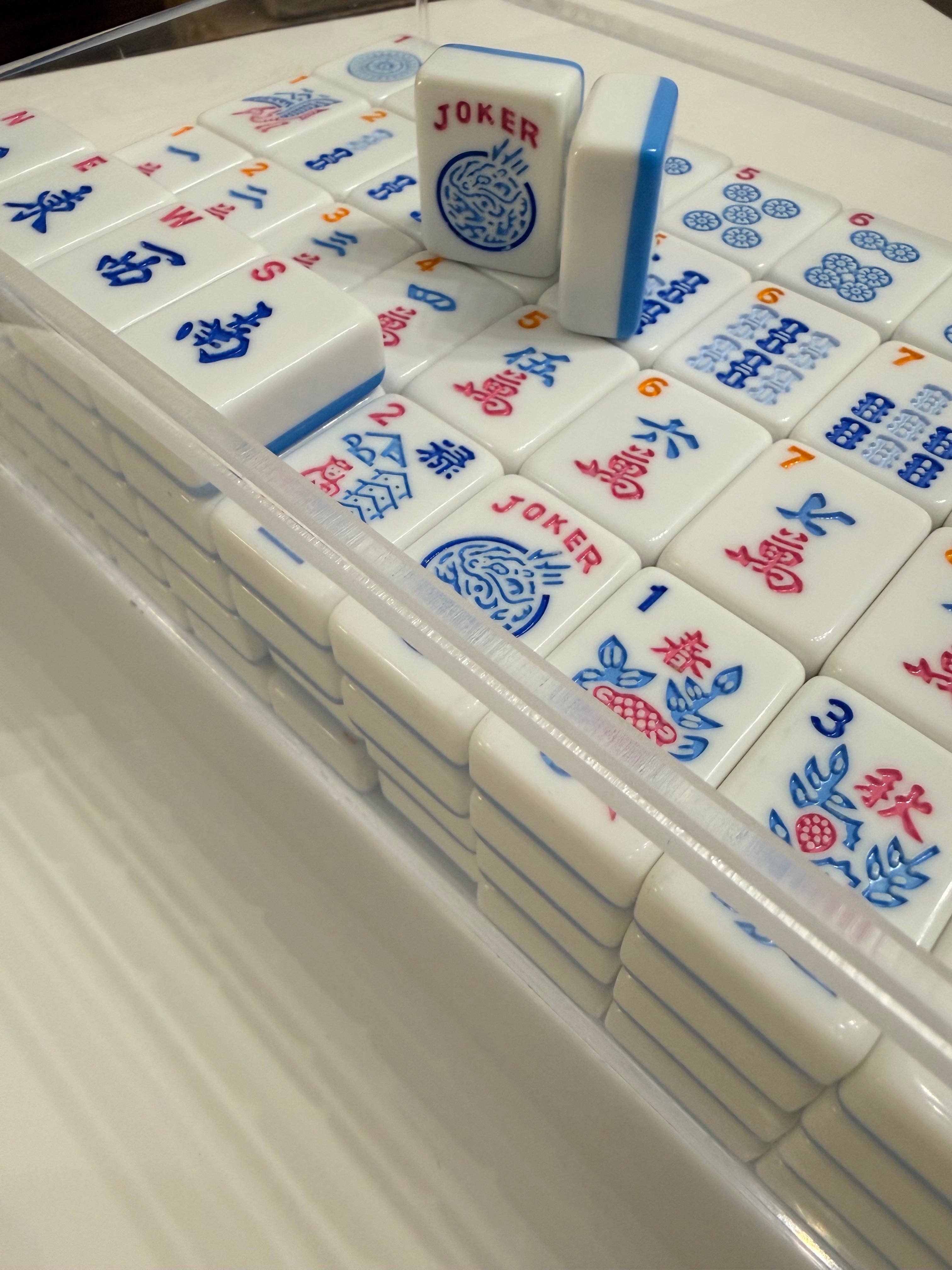 Melamine American Mahjong Tile Set 166 Tiles Bubble Pop 2-Color Blue