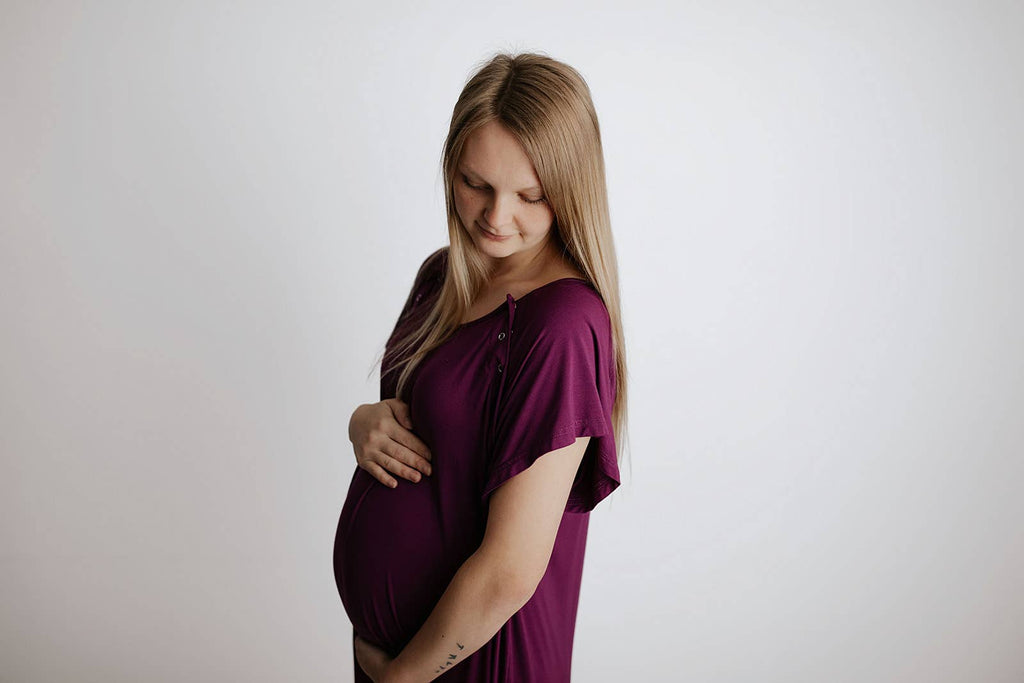 Plum Purple Maternity Labor and Delivery/ Nursing Gown