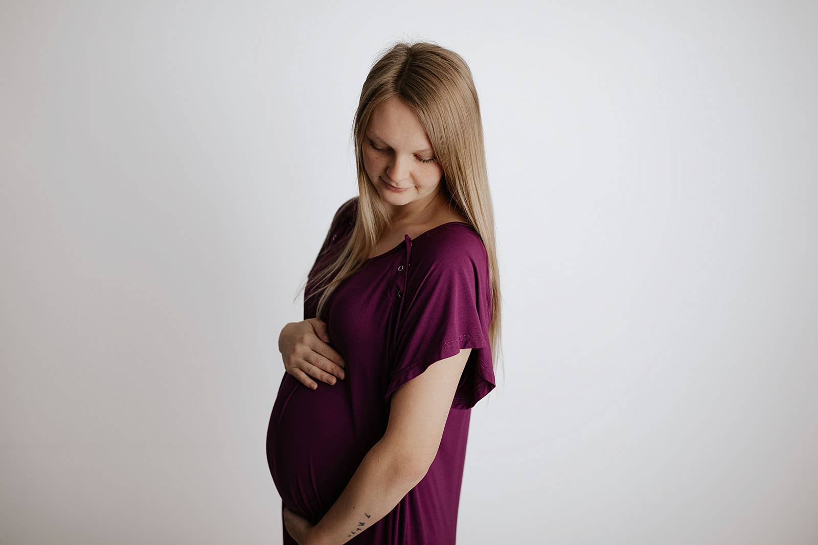 Plum Purple Maternity Labor and Delivery/ Nursing Gown