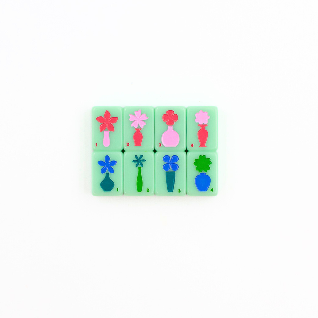 Melamine Mini Travel Mahjong Set 160 Tiles with Bag Green