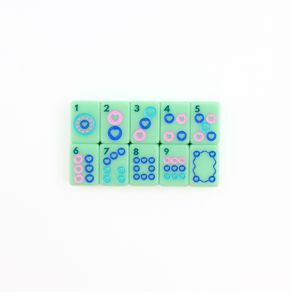 Melamine Mini Travel Mahjong Set 160 Tiles with Bag Green
