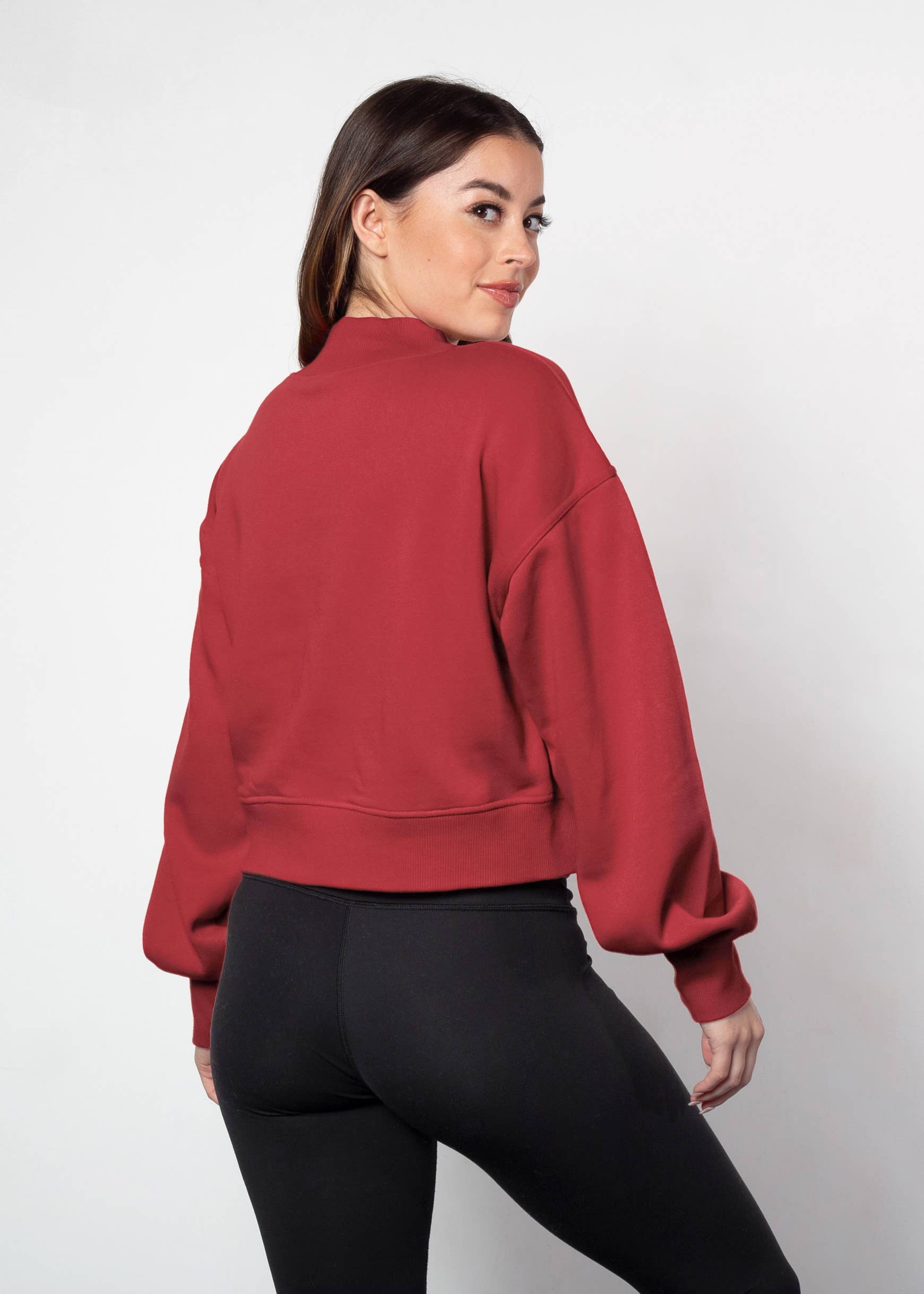 Cotton-Polyester Mock-Neck Pullover Sweatshirt 290 GSM