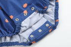 Cotton Knit Blue Pumpkin Smocked Baby Girl Romper