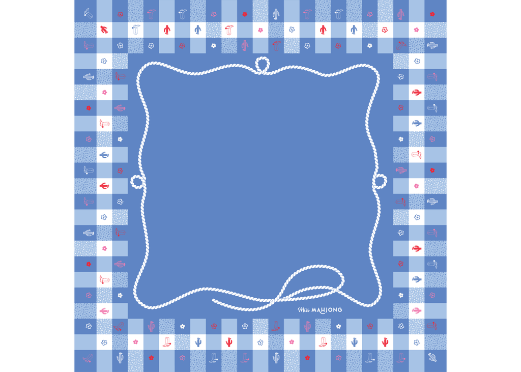 Natural Rubber Gingham Mahjong Mat 34"×34"