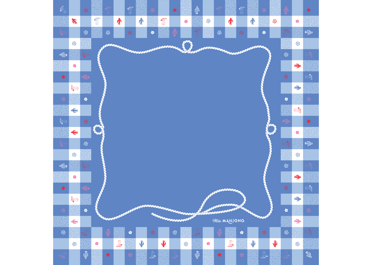 Natural Rubber Gingham Mahjong Mat 34"×34"