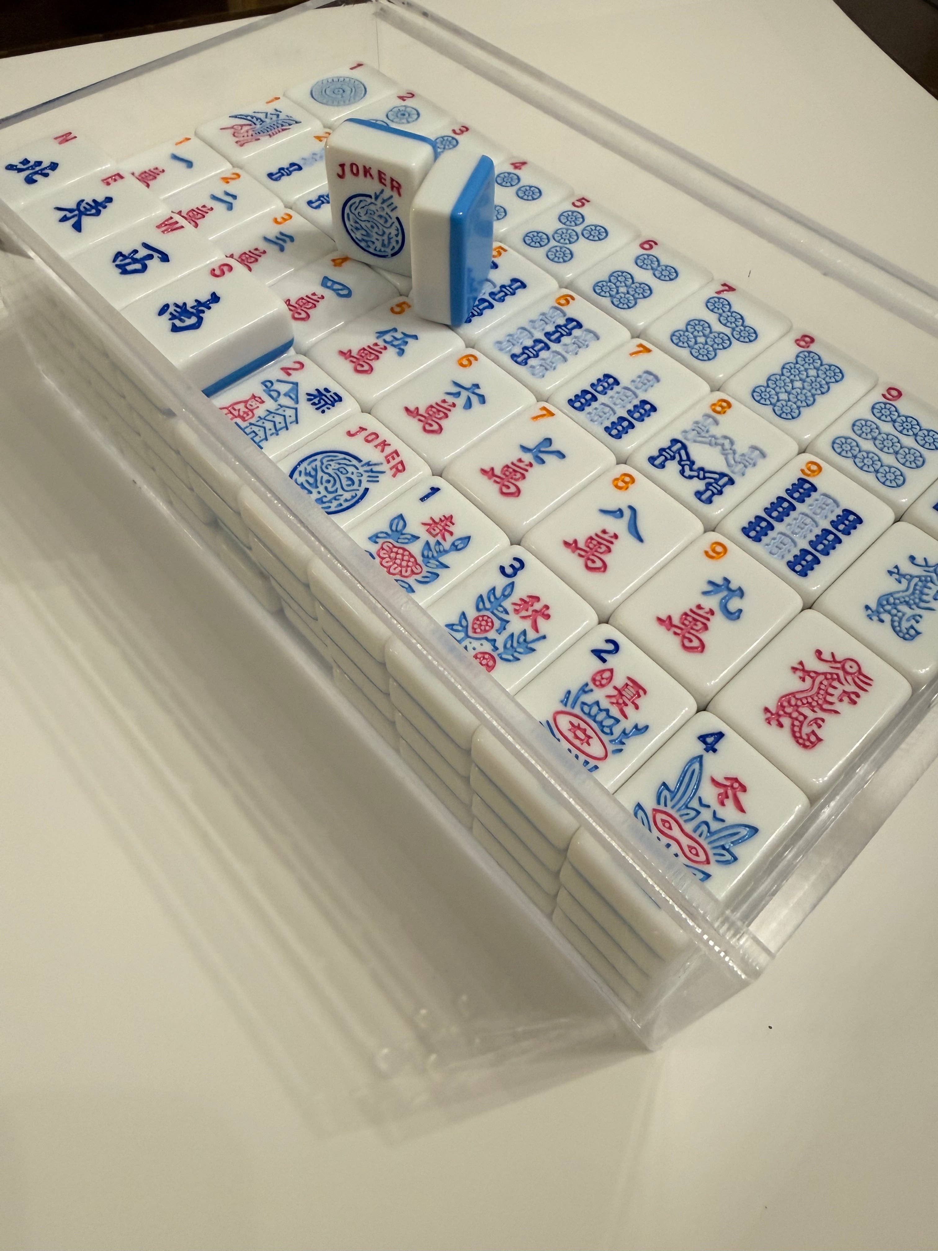 Melamine American Mahjong Tile Set 166 Tiles Bubble Pop 2-Color Blue