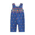 Cotton Knit Blue Pumpkin Smocked Baby Boy Overalls