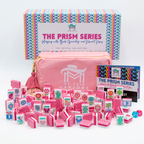Melamine Crystal Prism Mahjong Tile Set 166 Tiles Pink 1.25"×0.9"×0.7"