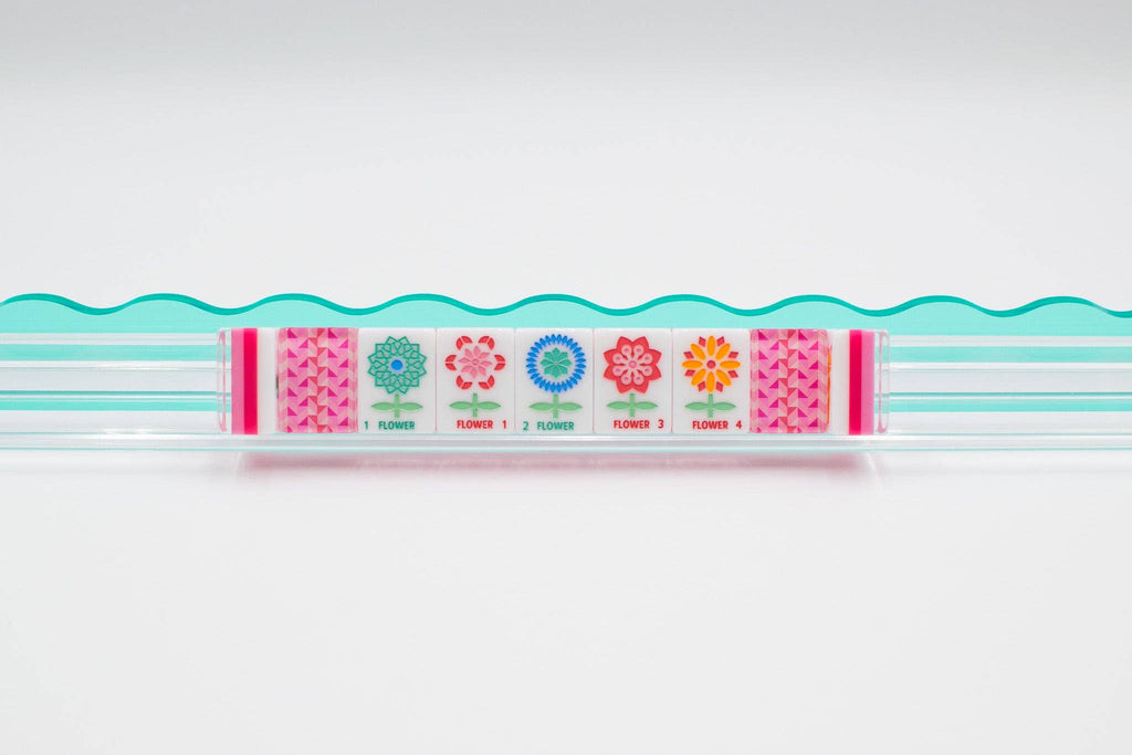Melamine Crystal Prism Mahjong Tile Set 166 Tiles Pink 1.25"×0.9"×0.7"