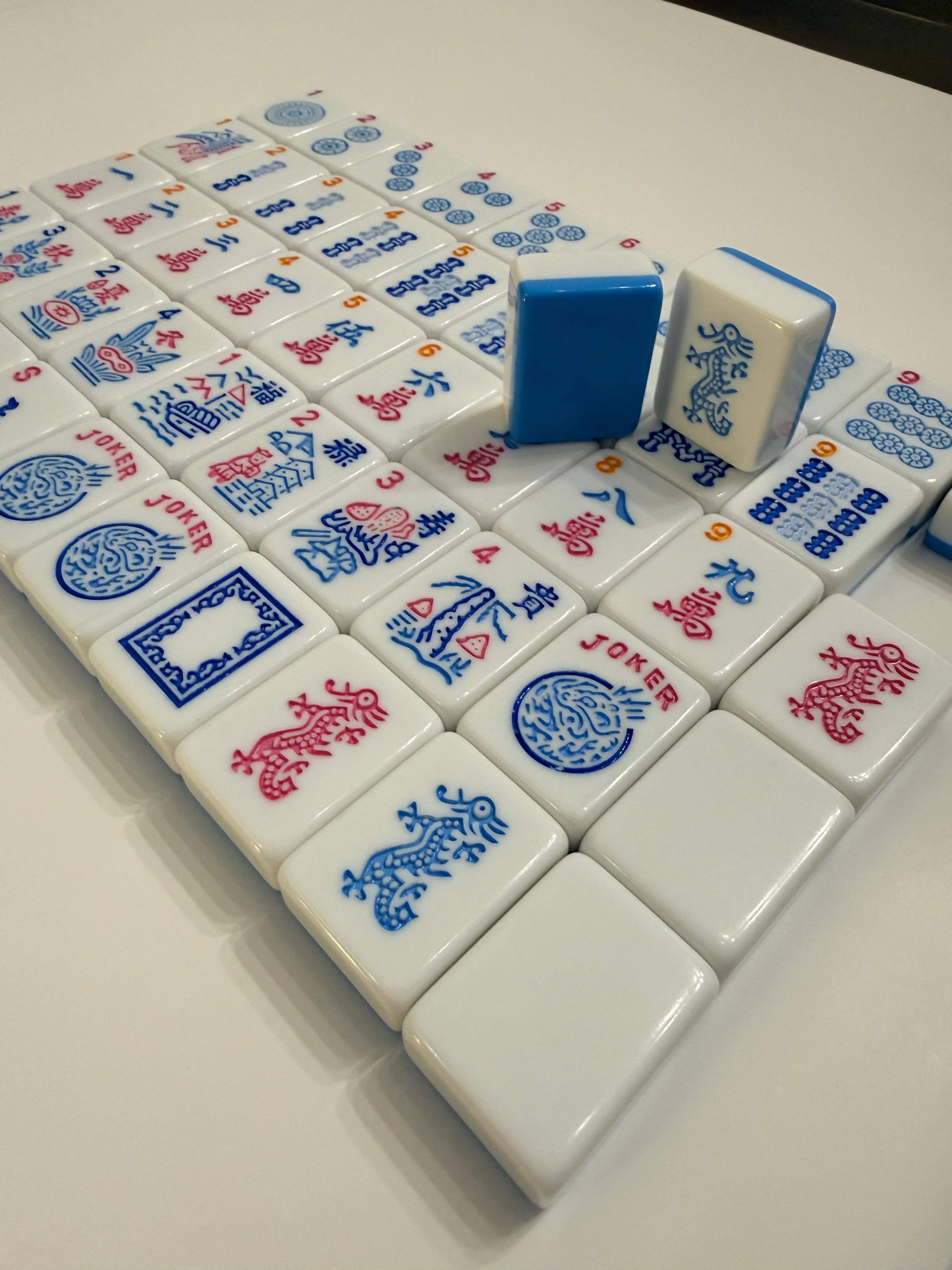 Melamine American Mahjong Tile Set 166 Tiles Bubble Pop 2-Color Blue
