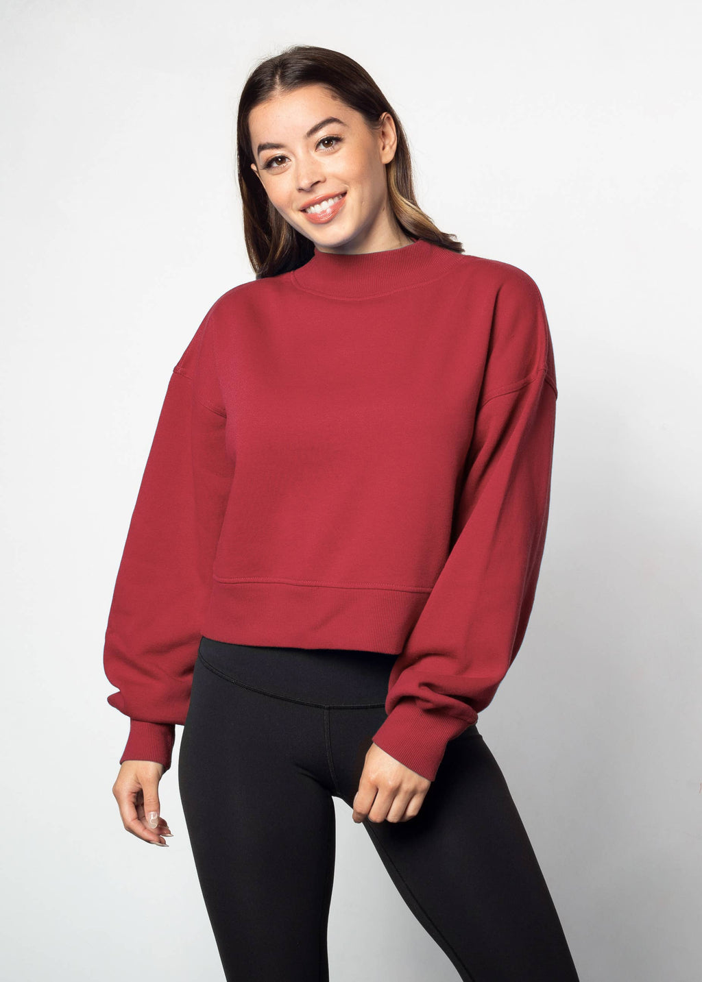 Cotton-Polyester Mock-Neck Pullover Sweatshirt 290 GSM