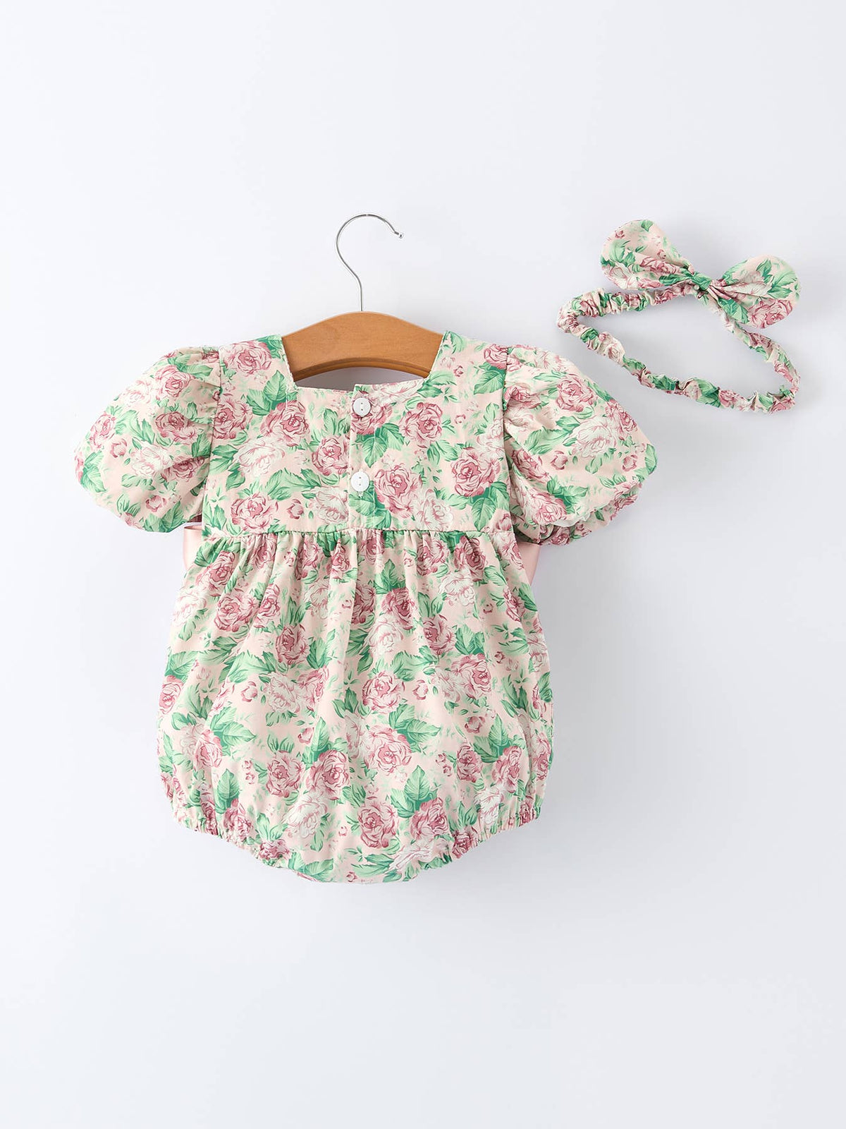 Vintage Rose Baby Girls Romper