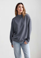 Cotton-Poly Fleece Mock-Neck Pullover Sweatshirt 280 GSM Vintage Wash