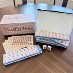 Melamine American Mahjong Tile Set 166 Tiles 2-Color Blue with Racks