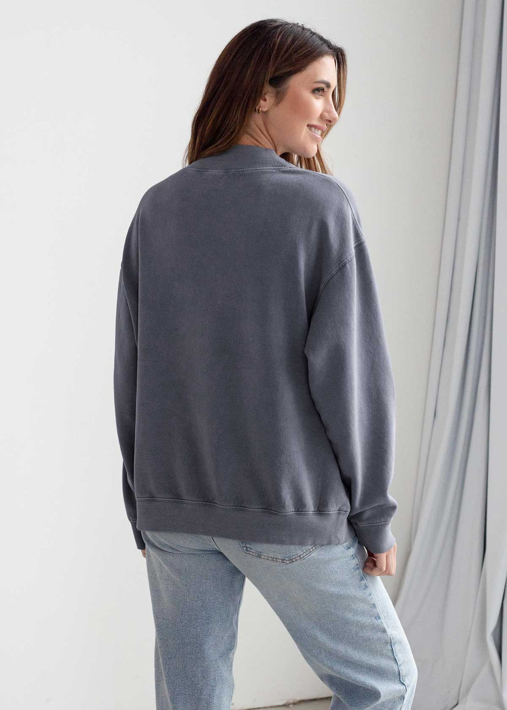 Cotton-Poly Fleece Mock-Neck Pullover Sweatshirt 280 GSM Vintage Wash