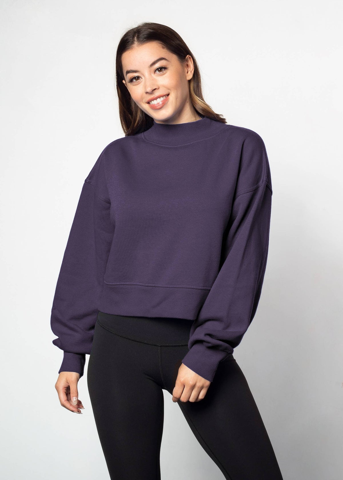 Cotton-Polyester Mock-Neck Pullover Sweatshirt 290 GSM