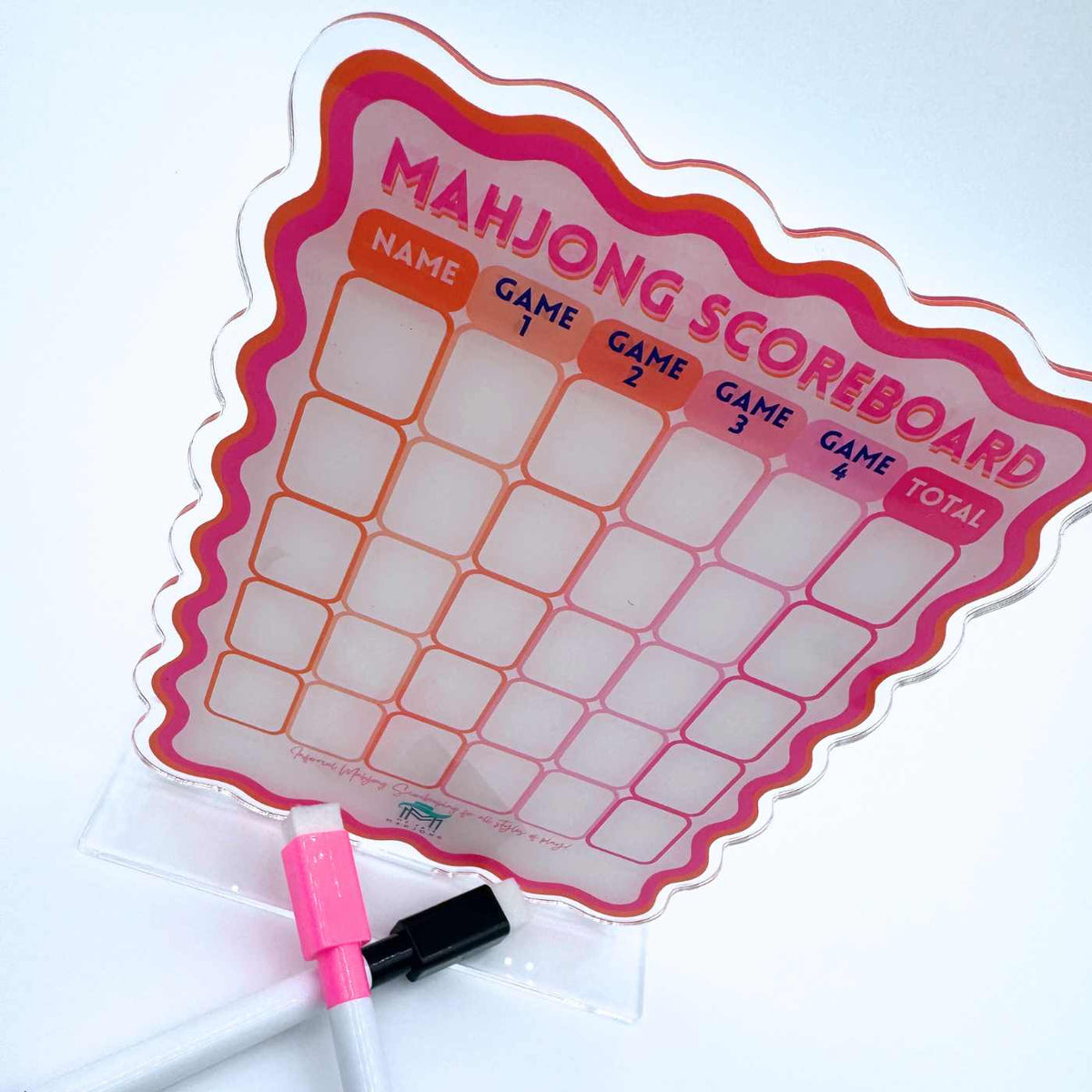 Mahjong Scoreboard (2 color combos) | Scalloped Dry Erase Board with Stand & Markers