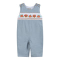 Light Blue Pinstripe Turkey Smocked Overalls