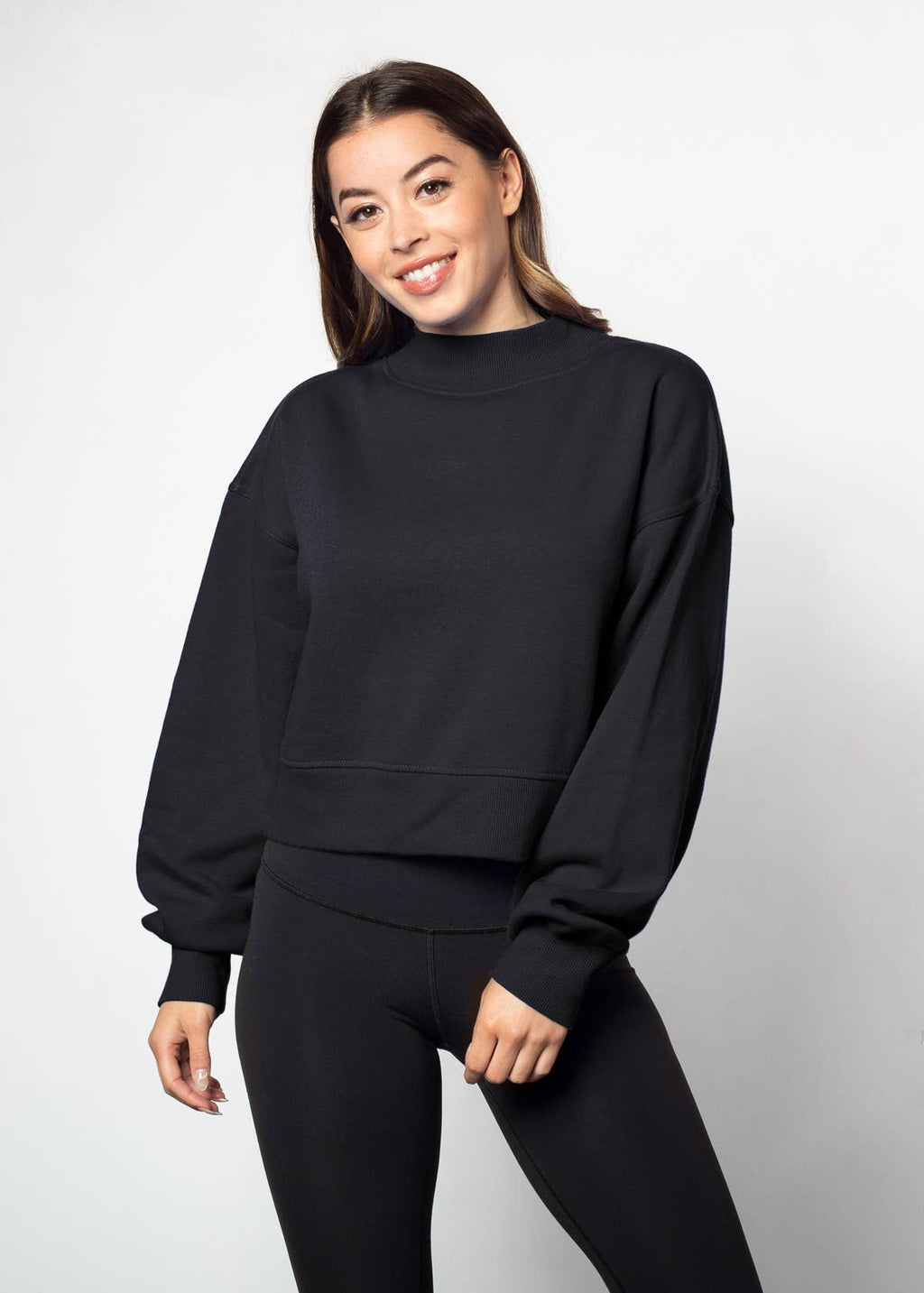 Cotton-Polyester Mock-Neck Pullover Sweatshirt 290 GSM