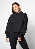 Cotton-Polyester Mock-Neck Pullover Sweatshirt 290 GSM