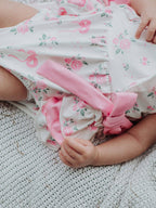 Cotton Blend Floral Bow Ruffle Baby Girl Romper