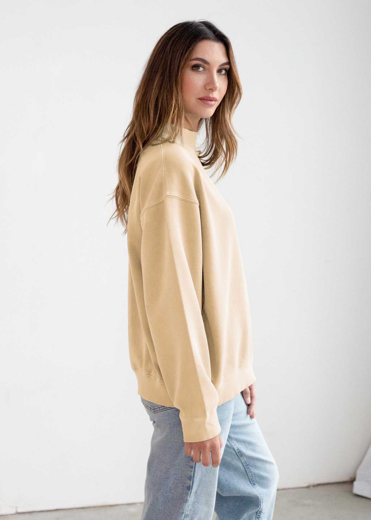 Cotton-Poly Fleece Mock-Neck Pullover Sweatshirt 280 GSM Vintage Wash