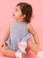 100% Cotton Blue Seersucker Ruffle Swing Top & Bloomer Set