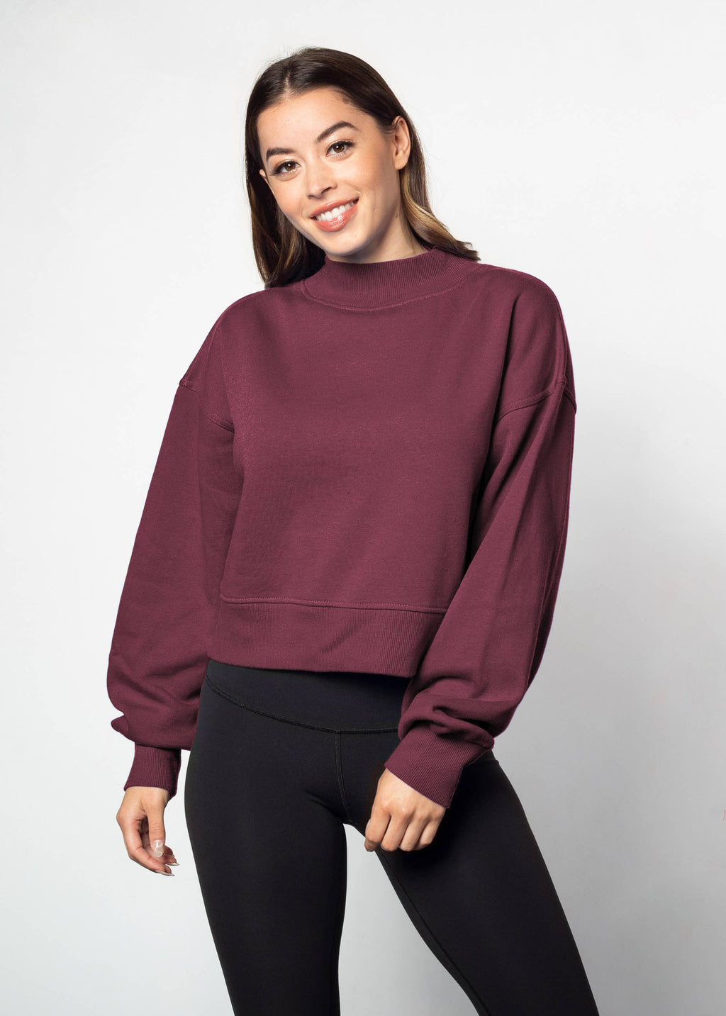 Cotton-Polyester Mock-Neck Pullover Sweatshirt 290 GSM