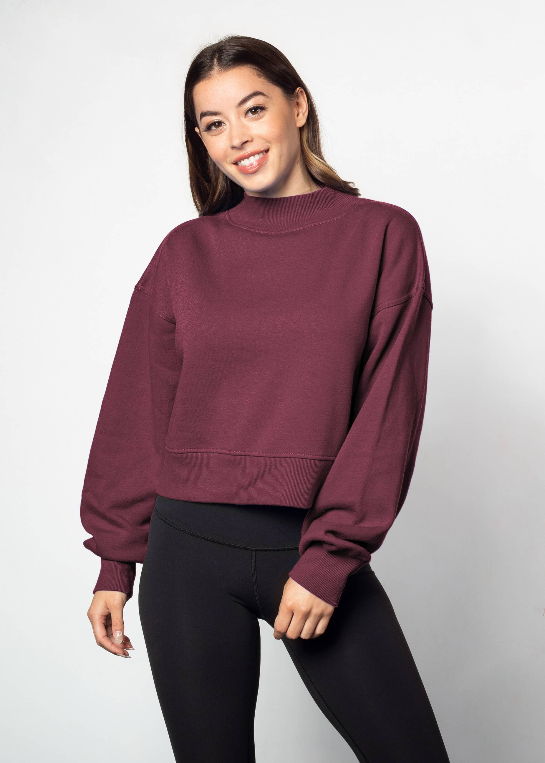 Cotton-Polyester Mock-Neck Pullover Sweatshirt 290 GSM