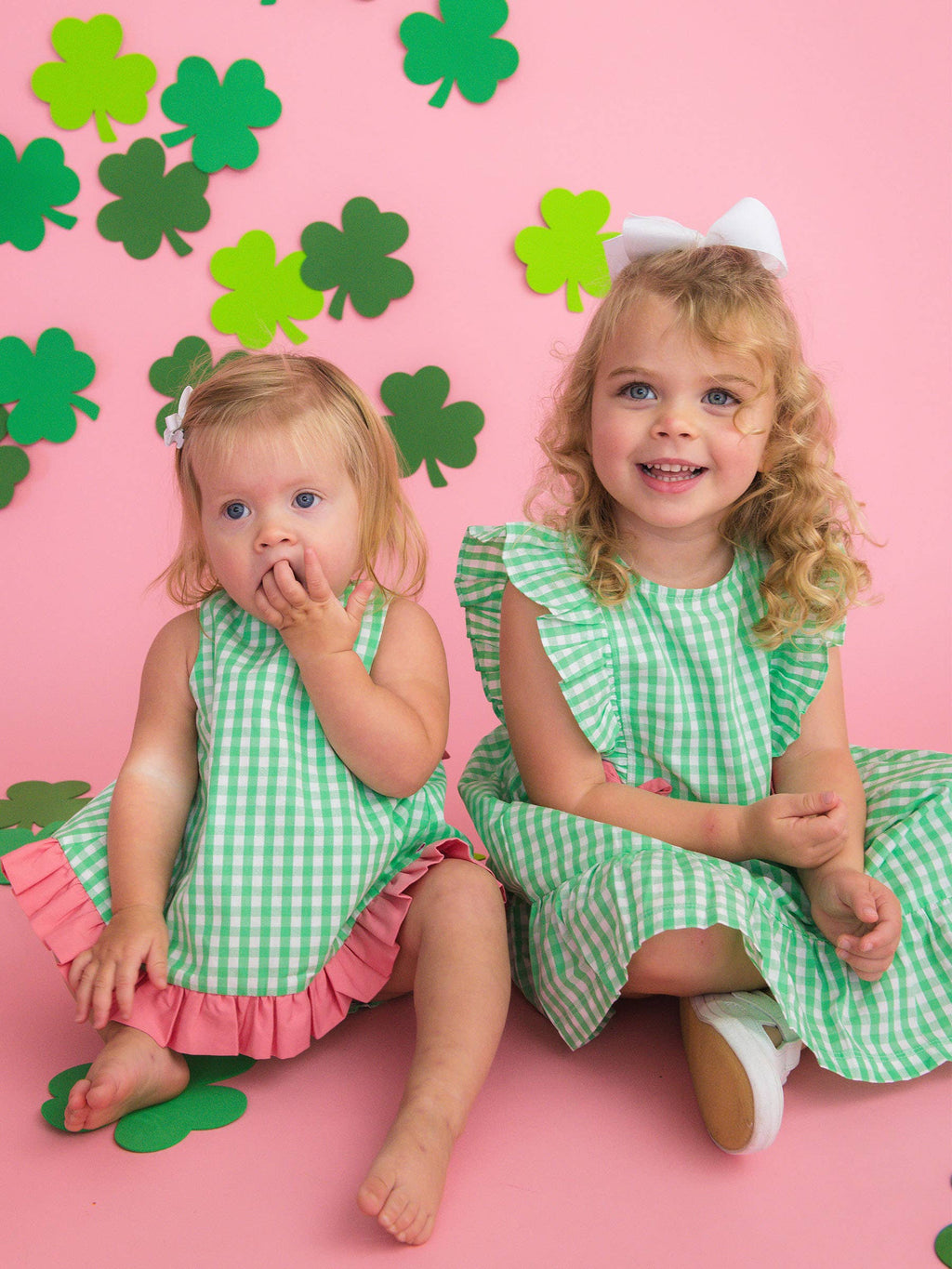 100% Cotton Green Gingham Ruffle Swing Top & Bloomer Set