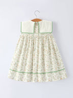 Vintage Floral Duck Embroidery Spring Girl Dress