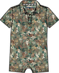 Polyester-Spandex Camouflage Print Polo Baby Boy Romper
