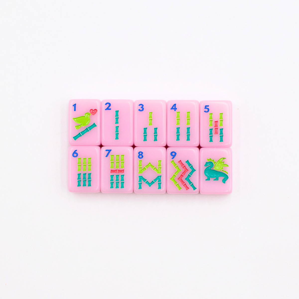 Melamine Mini Travel Mahjong Set 160 Tiles with Bag Pink