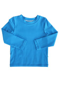 Nylon-Spandex Solid Blue Long Sleeve Rash Guard UPF 50+