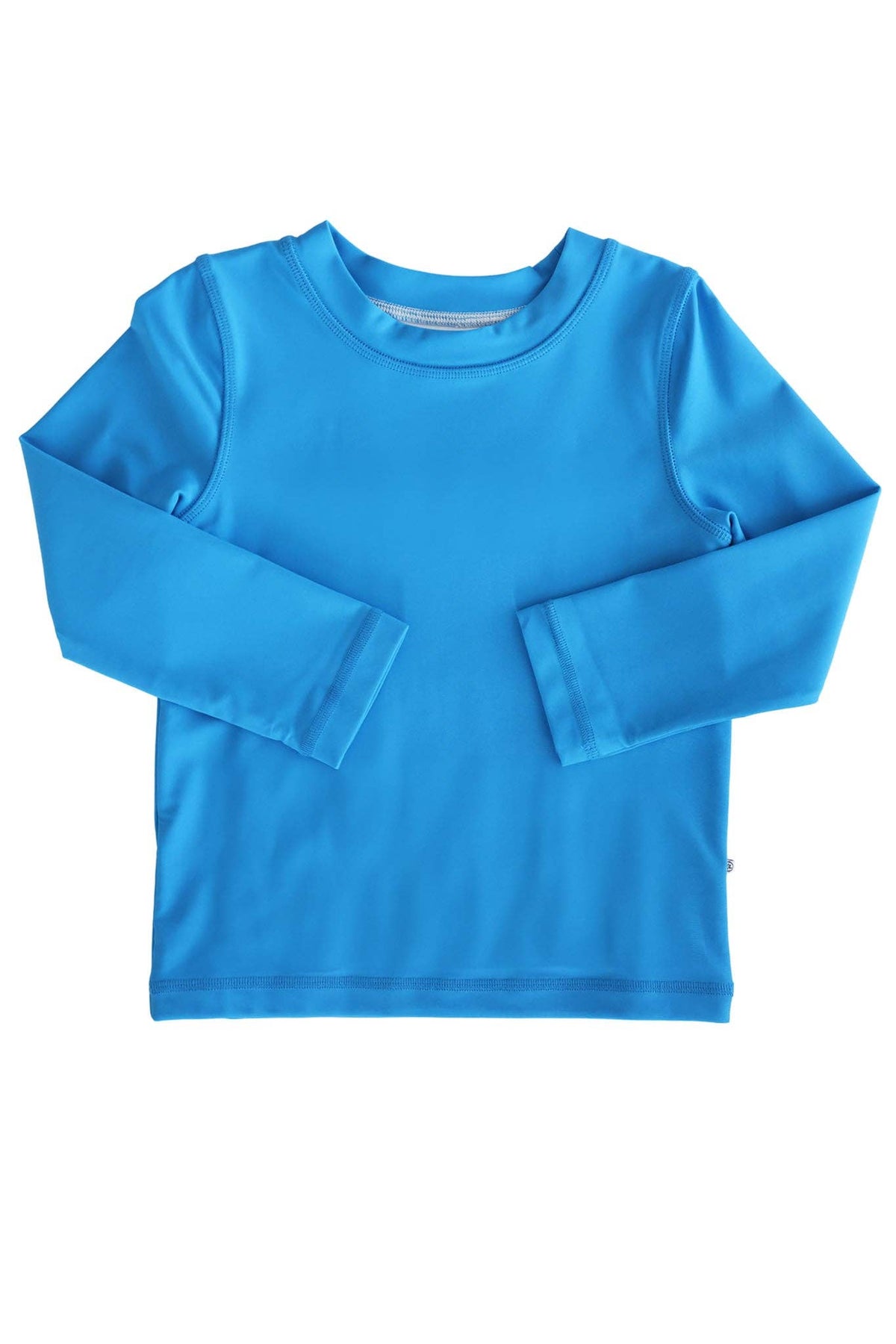 Nylon-Spandex Solid Blue Long Sleeve Rash Guard UPF 50+